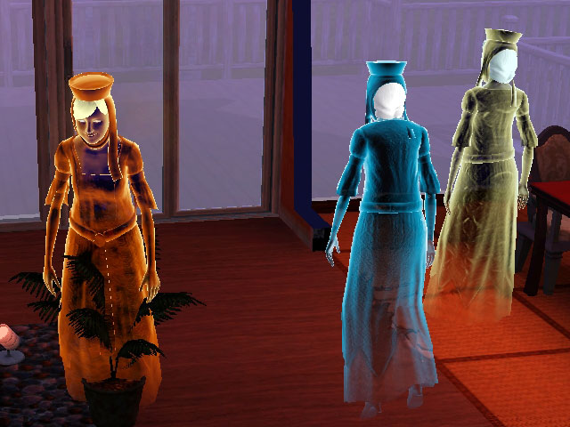 Sims 3: Призраки в карьере охотника одеты в необычную одежду, которую может добыть и изобретатель, путешествуя во времени.