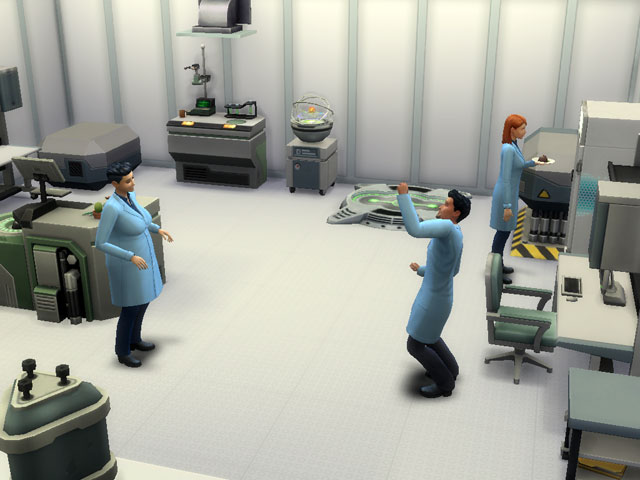 Sims 4: У ученого много коллег, часто помогающих ему в работе.